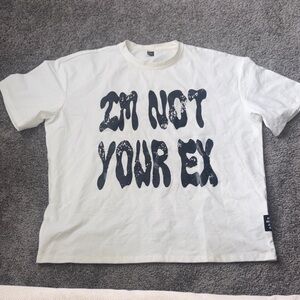 White Graphic T-Shirt with Bold Text